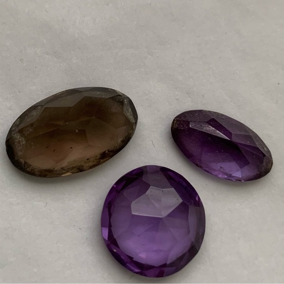 FIVE VTG 4 Gem Stones (Amethyst & Brown Topaz) Plus one Agate gem Horn (5 total) - Picture 4 of 15